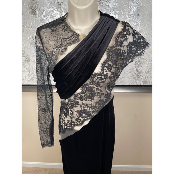 BRONX AND BANCO Cobra One Shoulder Long Sleeve Lace Asymmetric Maxi Gown Sz S - Picture 4 of 10